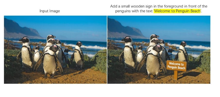 Sign added to penguin image by Qwen-Edit-2509 Fusion LoRA <a href=