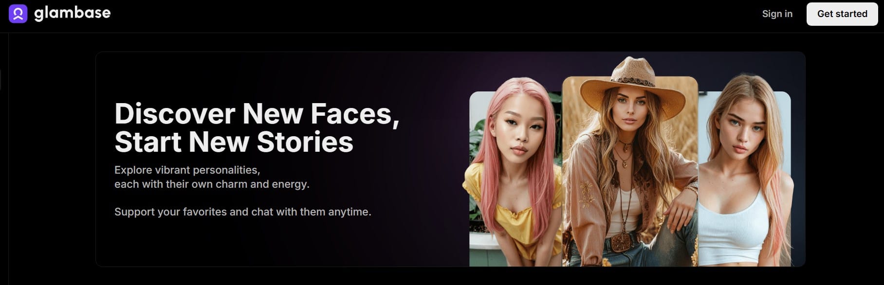 Tool to Create Online AI Influencers - front page of Glambase <a href="https://glambase.app/?utm_source=nowadais.com&utm_medium=referral&utm_campaign=nowadais_referral" rel="nofollow">Source</a>